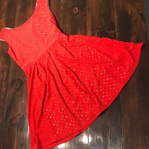Eyelet Red Dress